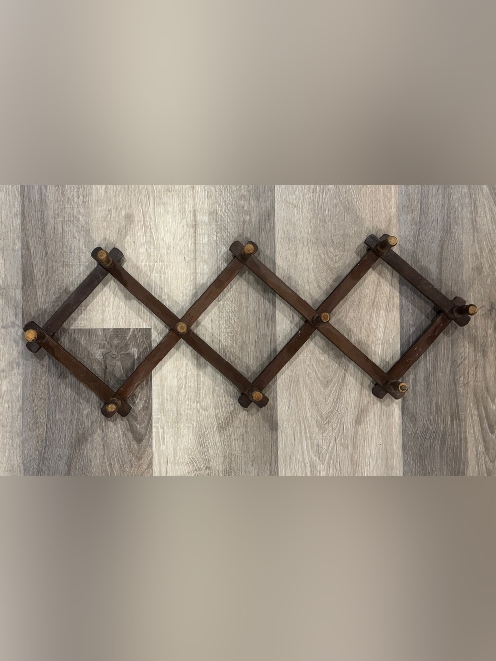 Vintage Rustic Brown Expandable Wood Wall Rack - Home Wall Decor